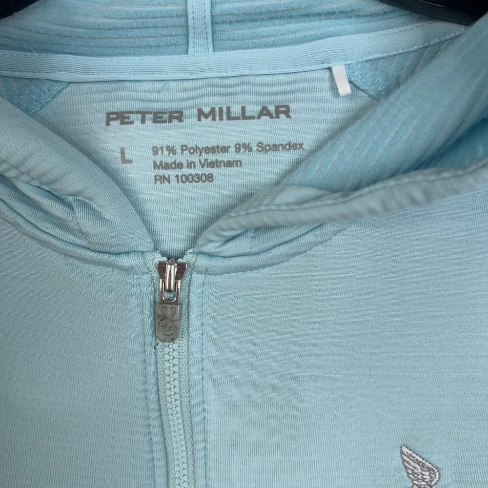 Peter Millar Hoodie Womens Large Blue Full Zip Lightweight Stretch Knit Jacket - Picture 4 of 9